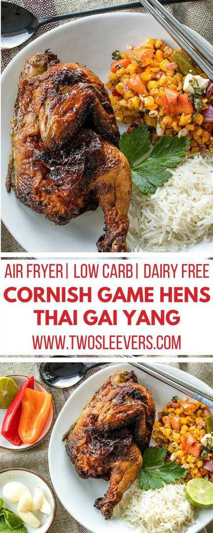 Low Carb Air Fryer Cornish Game Hens Thai Gai Yang