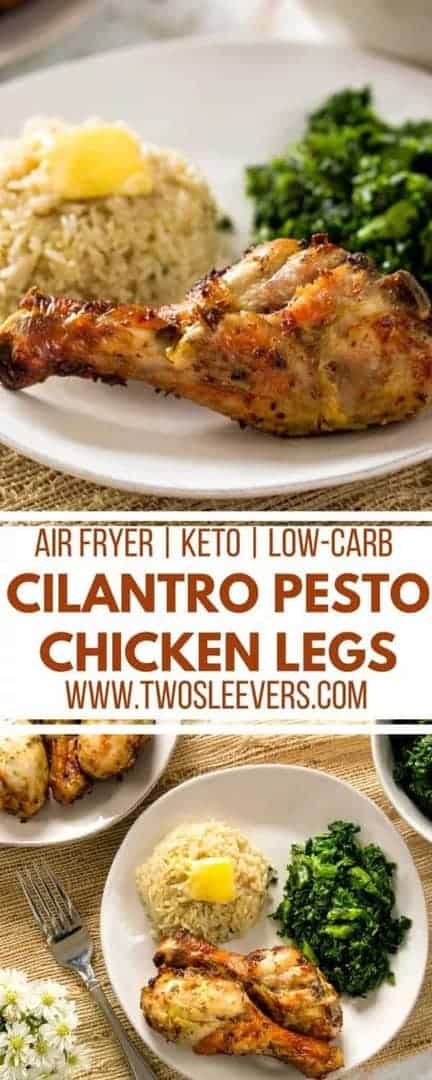 Cilantro Pesto Chicken Legs | Air Fried Chicken | Air Fryer Chicken Recipe | Air Fried Chicken Recipe | Chicken Legs Recipe | Pesto Chicken Recipe | Two Sleevers #airfriedchicken #airfriedrecipe #airfryerrecipe