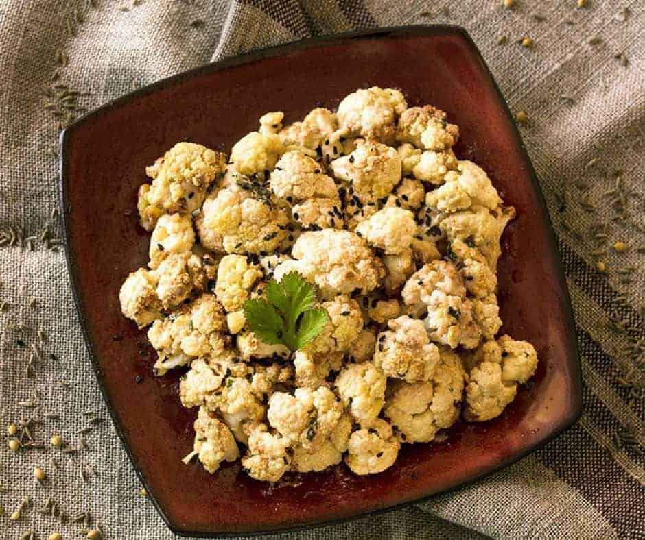 Air Fryer Cauliflower with Tahini Sauce Easily air fry cauliflower!