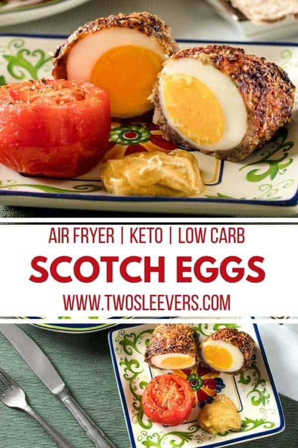 Scotch Eggs | Air Fried Scotch Eggs | Scotch Egg Recipes | Air Fryer Recipes | Keto Recipes | Keto Scotch Eggs | Low Carb Recipes | English Recipes | English Cuisine | Two Sleevers | #twosleevers #scotcheggs #keto #lowcarb #airfryer