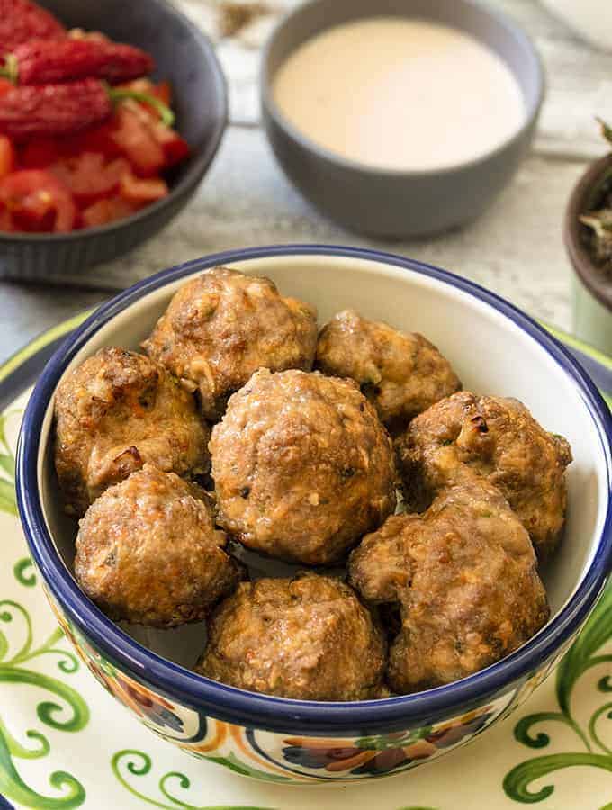 Air Fryer Taco meatballs sideways