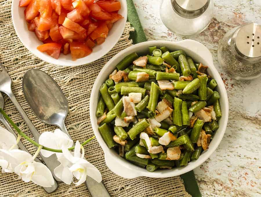 Air Fried Green Beans and Bacon