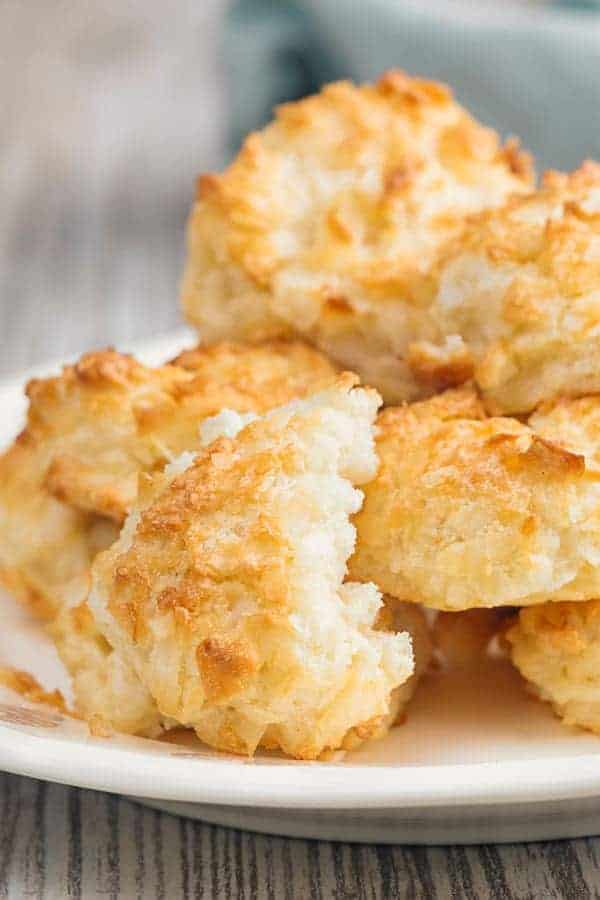 Keto Coconut Macaroons with a bite taken out