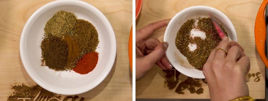 Spices in a white bowl