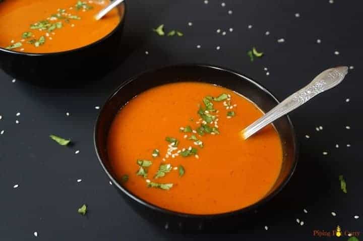 Vegan Roasted Red Pepper & Carrot Soup - Instant Pot
