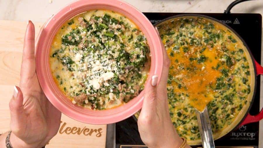 Overhead shot of finished soup