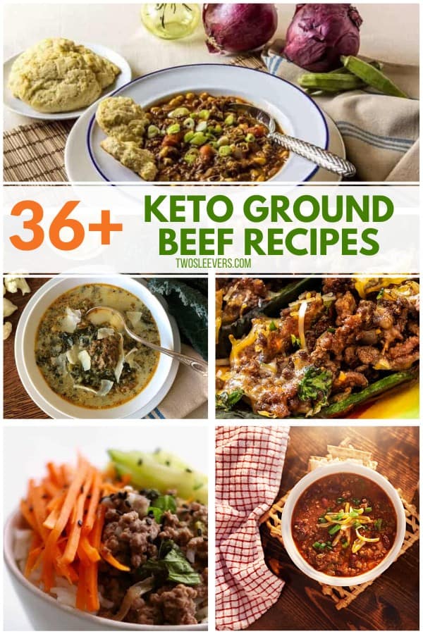 5 popular Keto ground beef recipes shown in a collage.