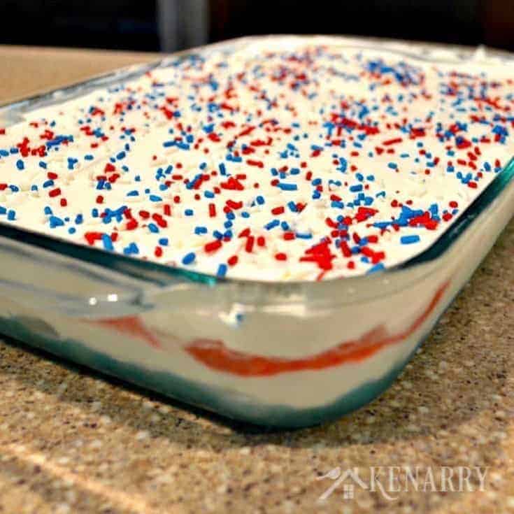 Red, White and Blue Layered Jello Cake for 4th of July
