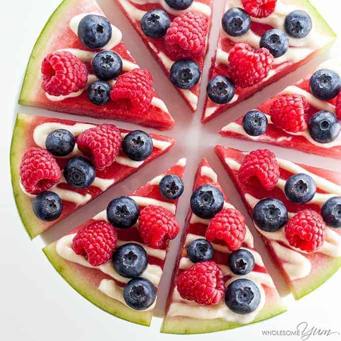 Watermelon Pizza Recipe with Cream Cheese Icing (Sugar-free)