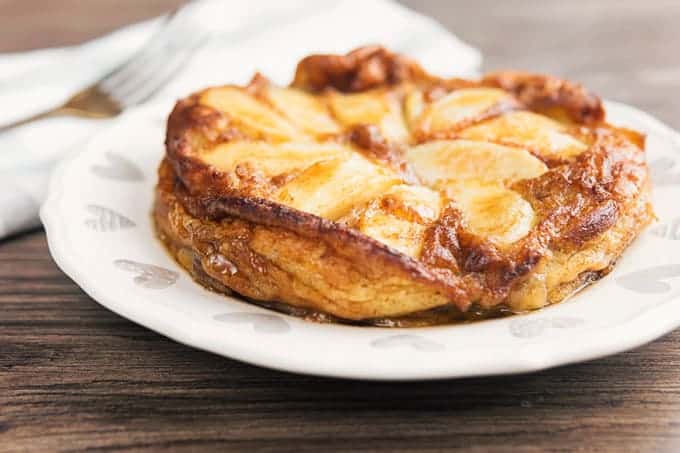 German Apple Pancakes Served on a white platter that were made in the Air Fryer