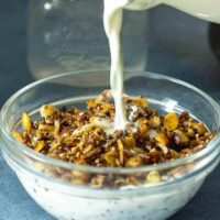 Keto Granola poured on cereal