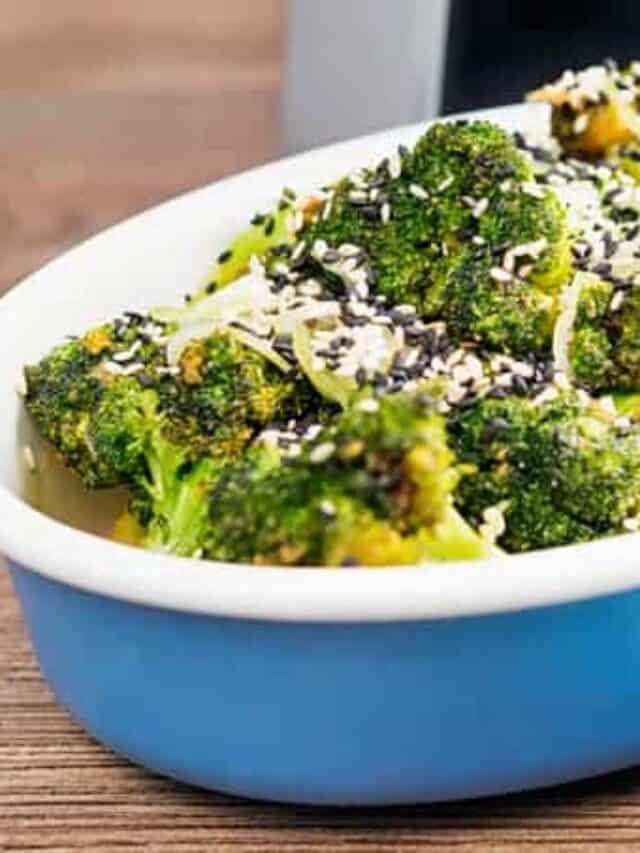 AIR FRYER BROCCOLI SESAME GINGER BROCCOLI RECIPE TwoSleevers