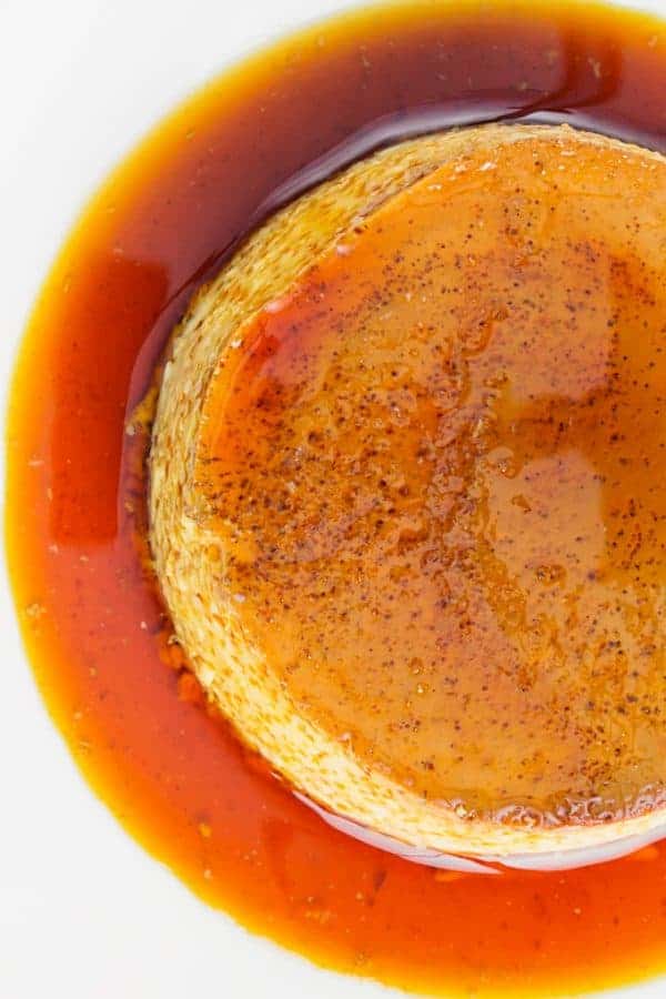 A close up of instant pot caramel custard.