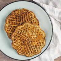 Keto Cauliflower Chaffles overhead view on plate