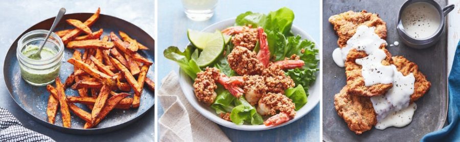 A plate of fried shrimp with lettuce.