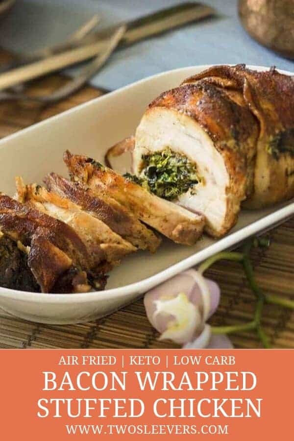Delicious Air Fryer Keto Bacon Wrapped Stuffed Chicken