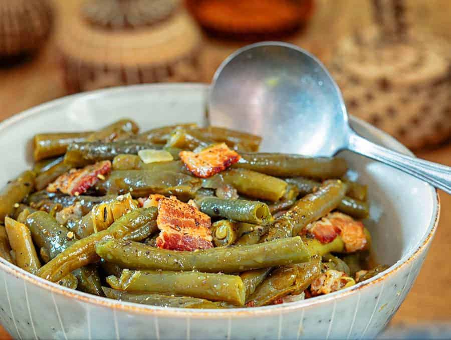 Green Beans with Bacon Wide