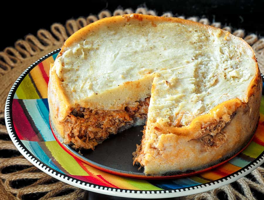 Instant pot Tamale Pie with a slice cut out