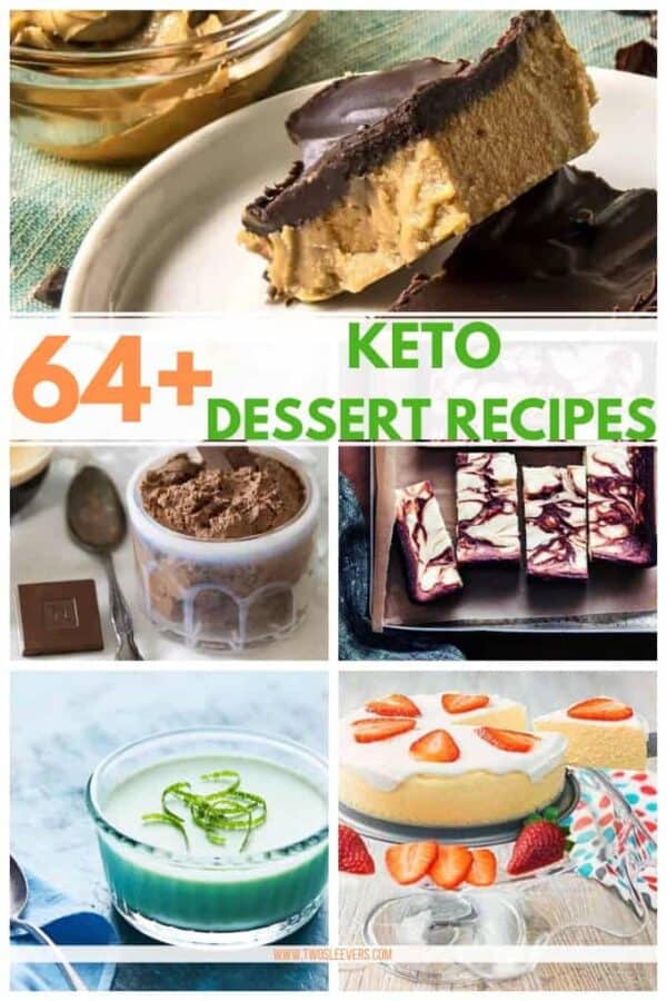 A collage of keto desserts with a title graphic at the top.