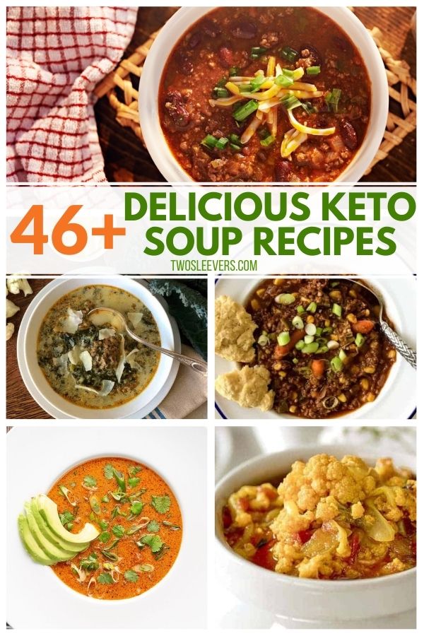 A collage of 5 different Keto Soup Recipes