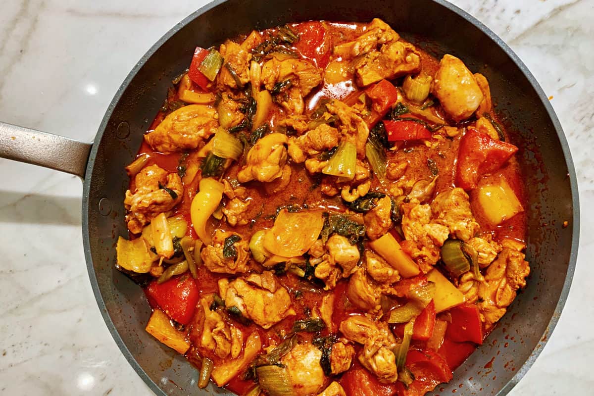Korean Dak Galbi | Korean Spicy Chicken And Vegetables