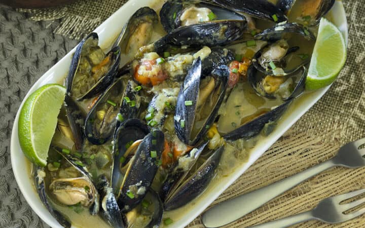 Thai Green Curry Mussels Recipe Wide