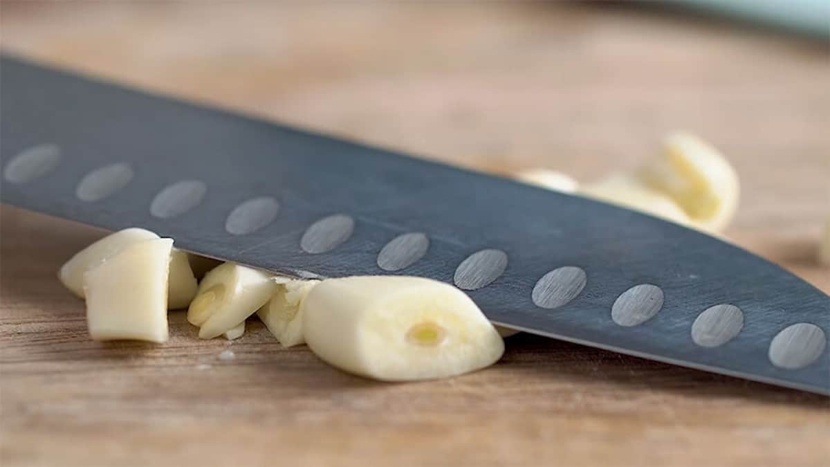 garlic cloves chopped under a knife