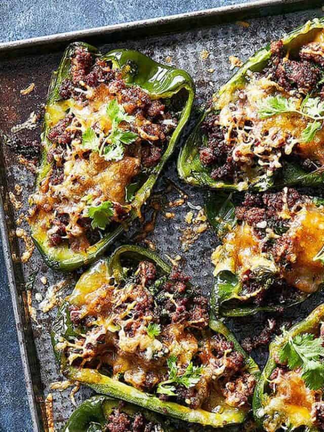 Stuffed Poblano Peppers Low Carb Stuffed Pepper Recipe TwoSleevers