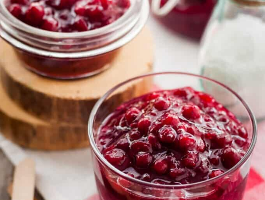 cranberry chutney in bowls.