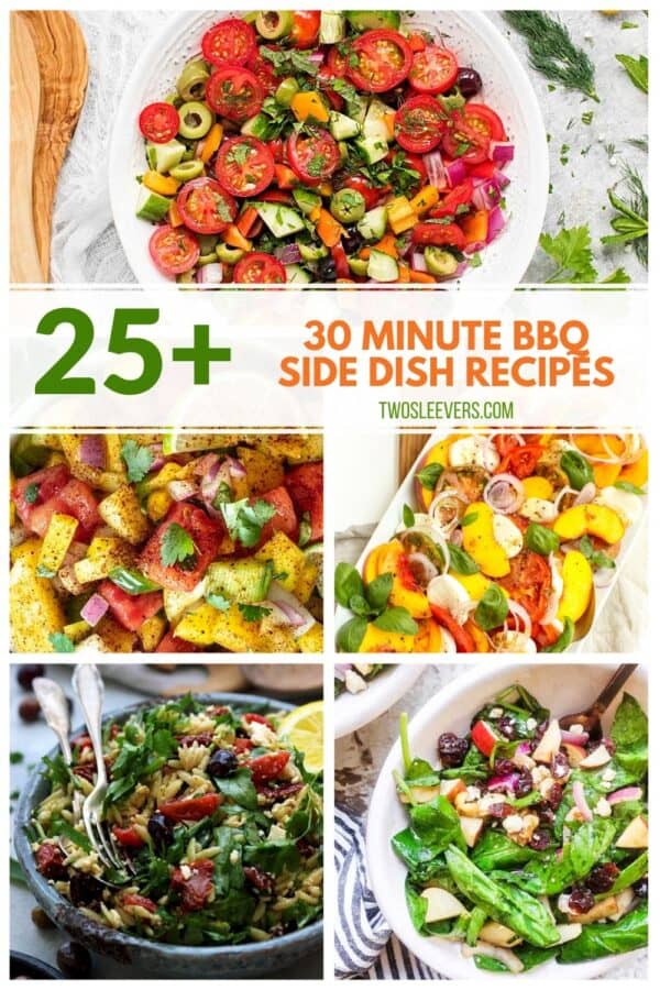 Pinterest graphic. Collage of BBQ sides