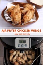 Pinterest image. Air fryer breaded chicken wings