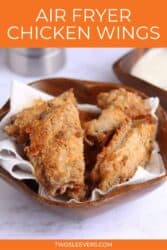Pinterest image. Air fryer breaded chicken wings