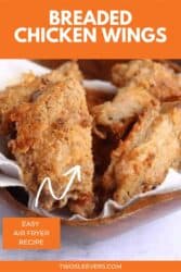 Pinterest image. Air fryer breaded chicken wings