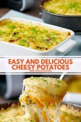 Pinterest graphic for cheesy potatoes