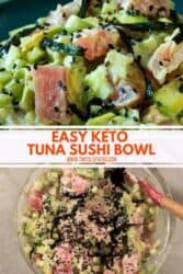 Pinterest graphic. Keto sushi bowl