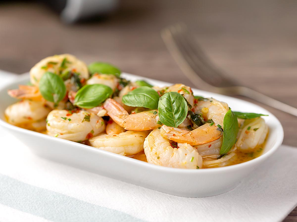 Keto Shrimp Scampi Wide - Just 8 minutes start to finish to make this delicious Air Fryer Keto Shrimp Scampi.  It's so simple to make, and so tasty, that you won’t believe it.