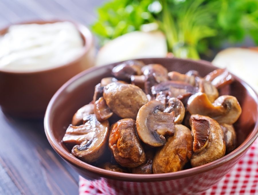 Air Fryer Mushrooms in a bowl