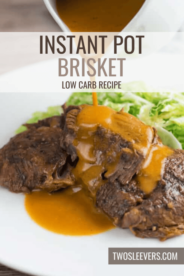 Instant Pot Brisket recipe Pin with text overlay