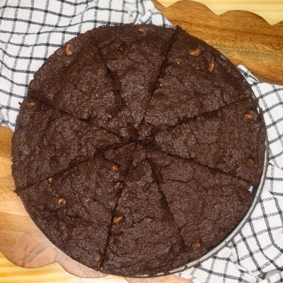 Air Fryer Brownies cut into 8 pieces