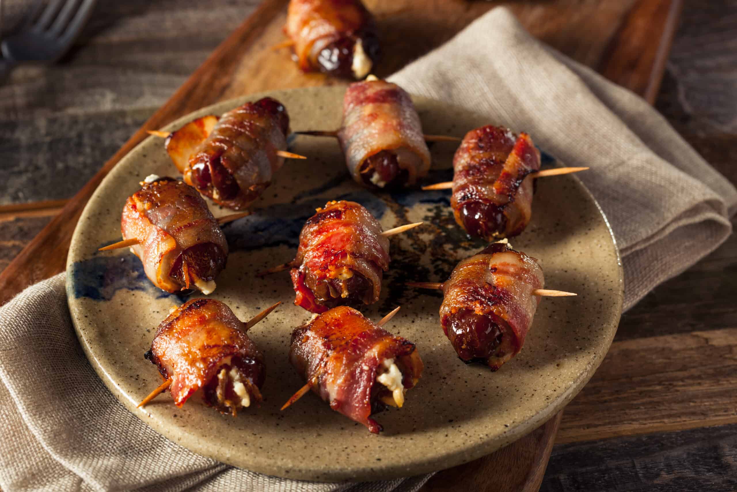Bacon Wrapped Dates | Stuffed Bacon Wrapped Date Recipe-image