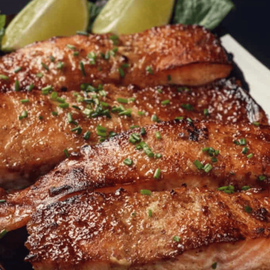 Instant Pot Salmon with Orange Ginger Glaze on a plate