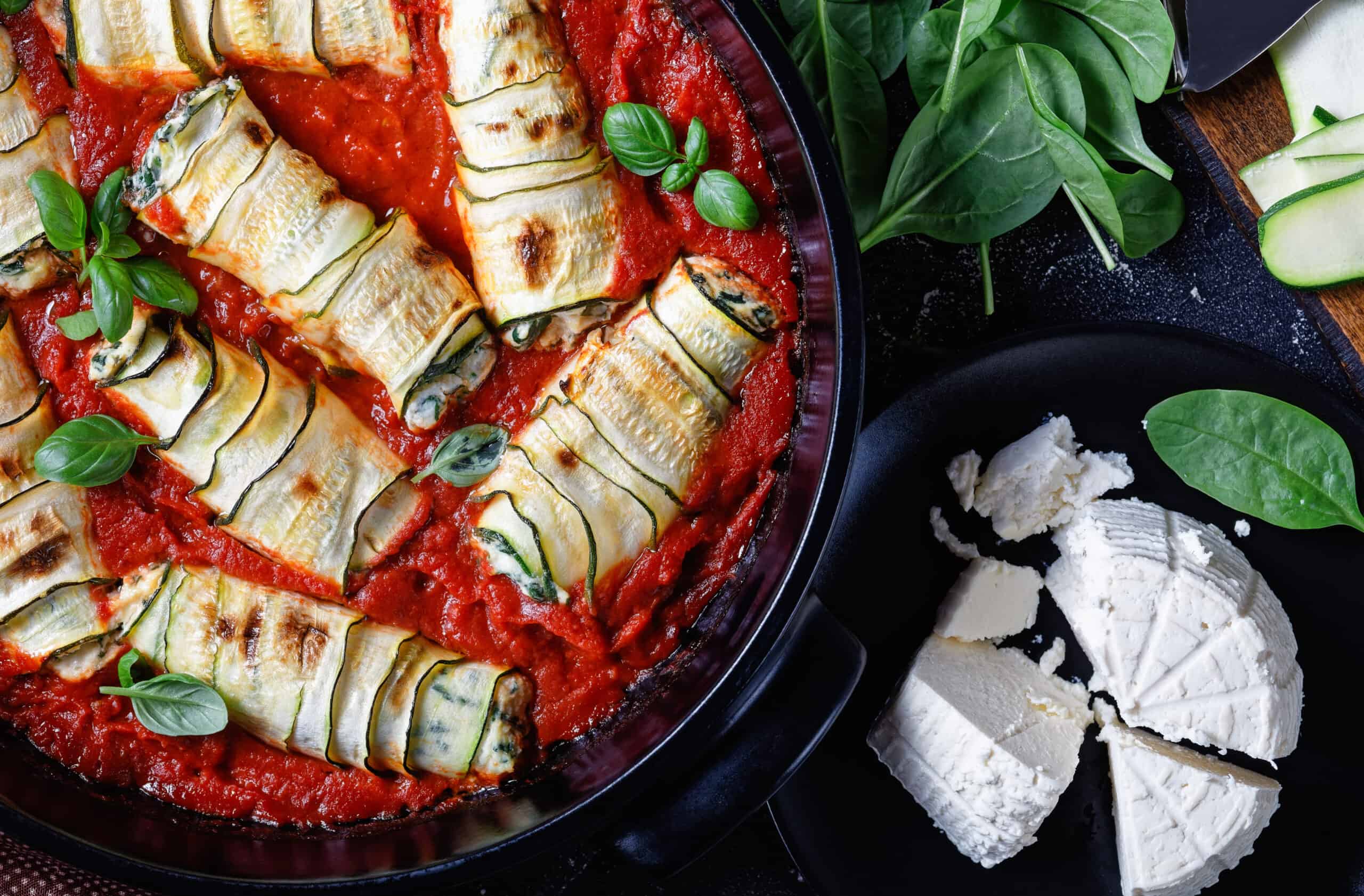 Zucchini Roll Ups | Zucchini Lasagna Rolls With Tomato Sauce