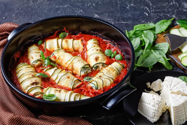 Zucchini Roll Ups | Zucchini Lasagna Rolls With Tomato Sauce - TwoSleevers