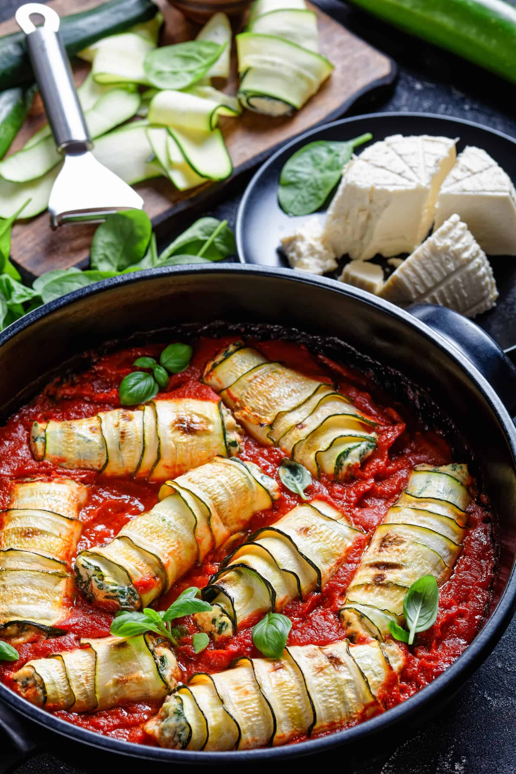 Zucchini Roll Ups | Zucchini Lasagna Rolls With Tomato Sauce - TwoSleevers