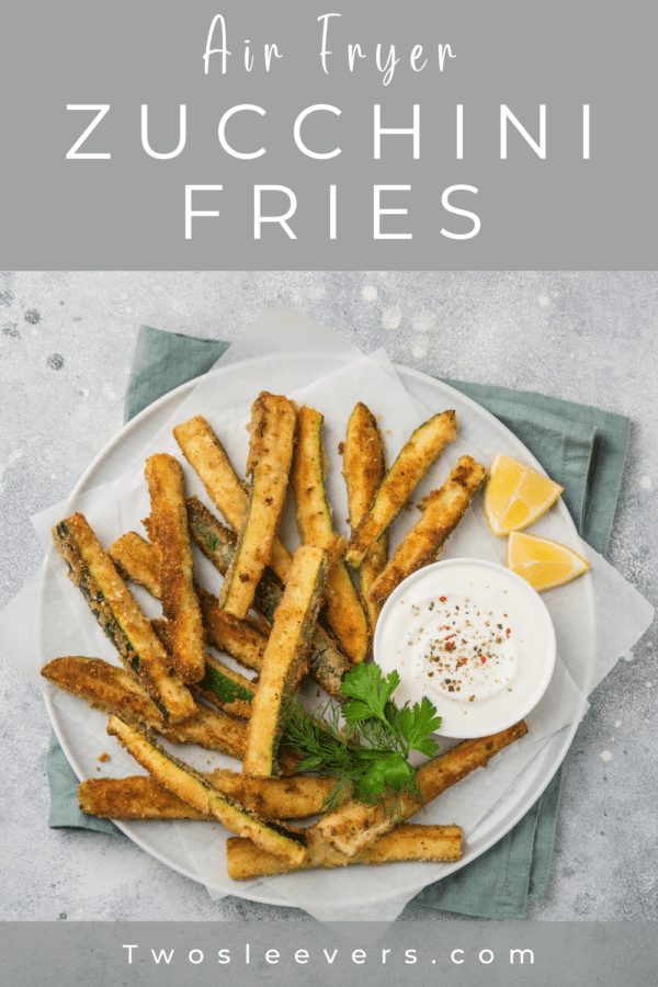 air fryer zucchini fries pin with text overlay