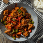 Szechuan Chicken in a cobalt bowl - 7
