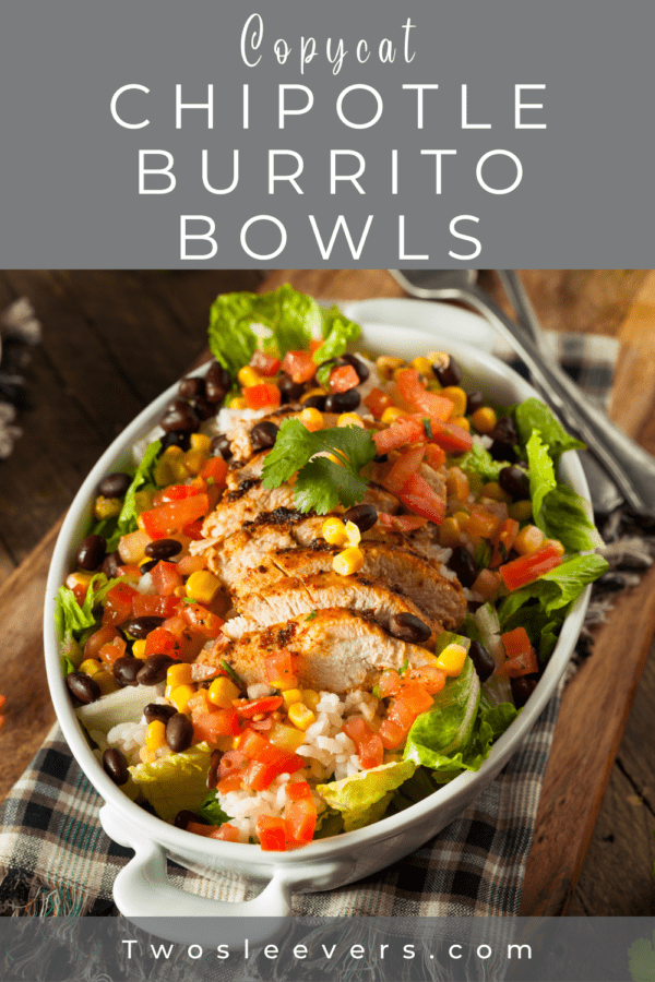 Chipotle Burrito Bowls Pin with text overlay