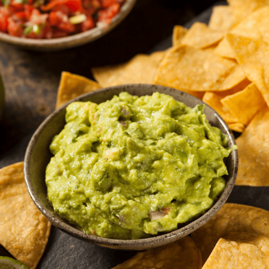 Overhead shot of Chipotle Guacamole in a bowl