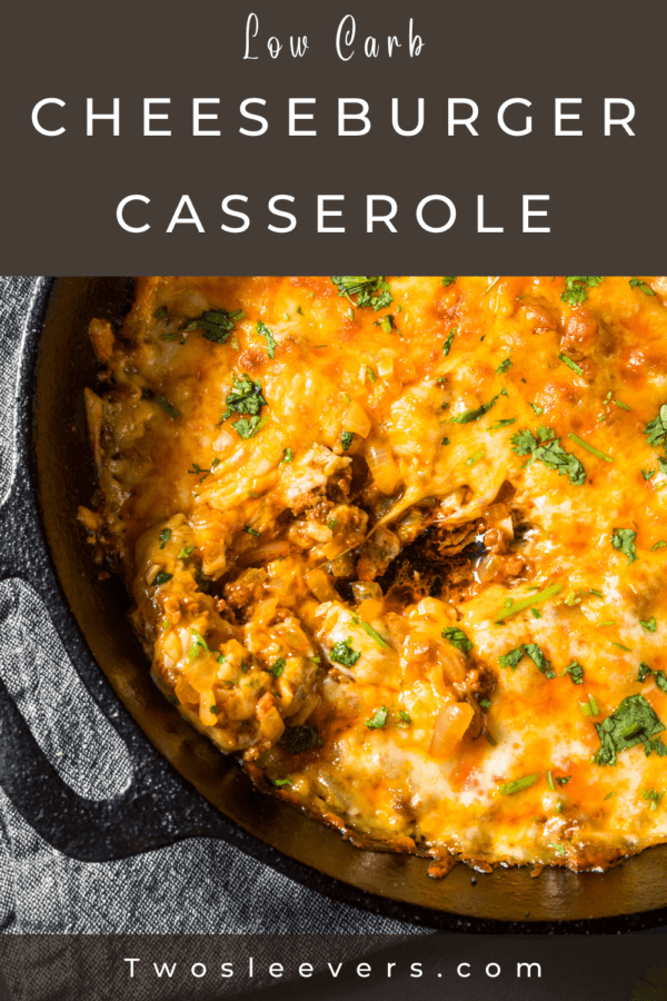 Cheeseburger Casserole Pin with text overlay