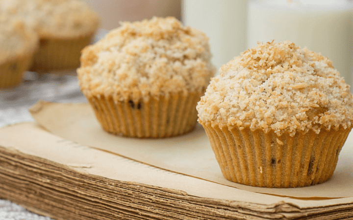 Coffee Cake Muffins on parchment paper